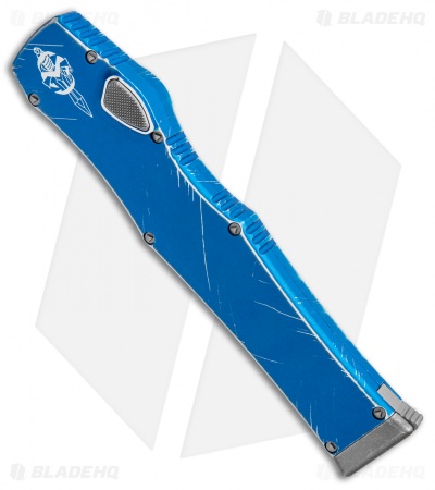 Microtech Halo VI Hellhound OTF Knife Blue Distressed (4.4" Apocalyptic) 