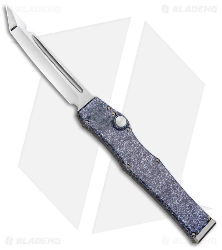 Microtech Marfione Custom Blue Splash Halo V Tanto Knife OTF (4.6" Polish)