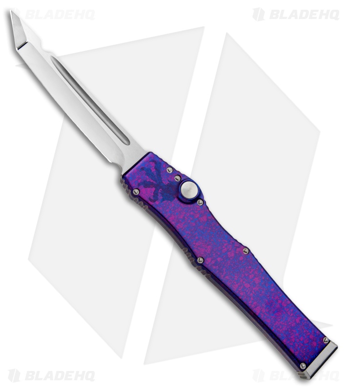 Microtech Marfione Custom Pink/Purple Splash Halo V Tanto Knife (4.6" Polished)