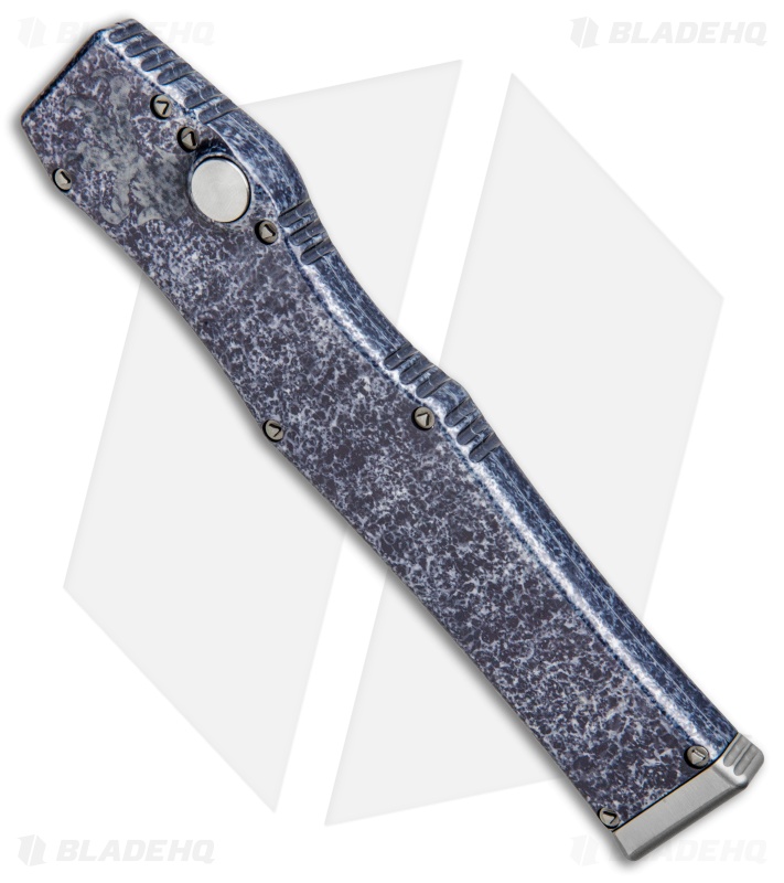 Microtech Marfione Custom Blue/Gray Splash Halo V Tanto Knife OTF (4.6" Polish)
