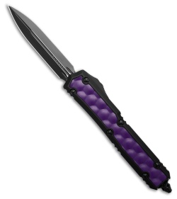Microtech Makora D/E OTF Automatic Knife Black/Purple Bubble Inlay (3.4" Black)