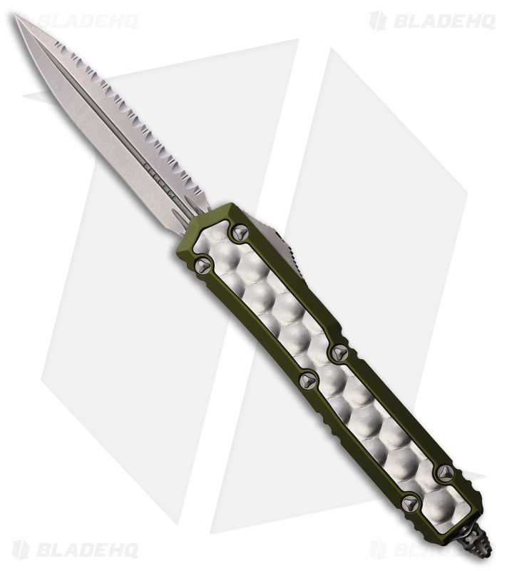 Microtech Makora D/E OTF Auto Knife Bubble Inlay OD Green (3.4" SW Serr)