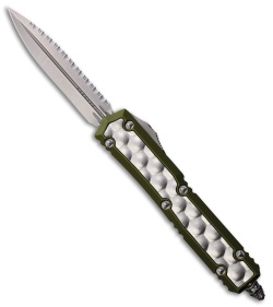 Microtech Makora D/E OTF Auto Knife Bubble Inlay OD Green (3.4" SW Serr)