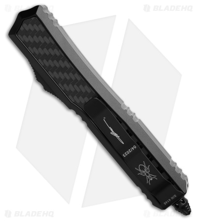 Microtech Makora D/E SS OTF Auto Knife Black CF Inlays (3.4" Black Serrated)