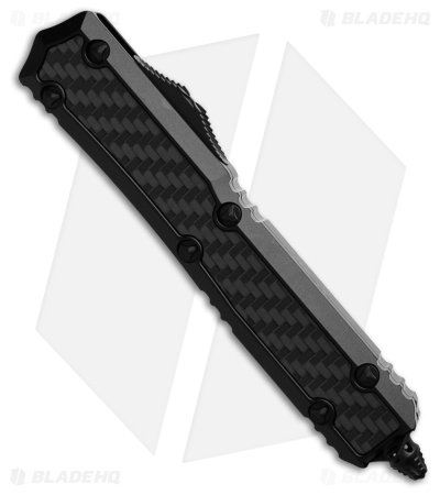 Microtech Makora D/E SS OTF Auto Knife Black CF Inlays (3.4" Black Serrated)