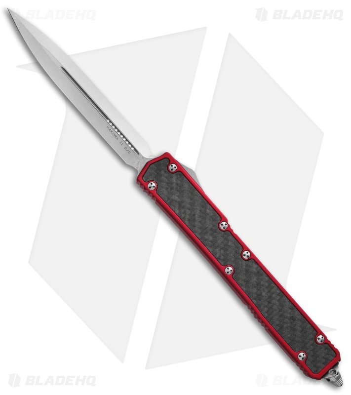 Microtech Makora II D/A OTF Automatic Knife Red (4.45" Stonewash) 106-10RD
