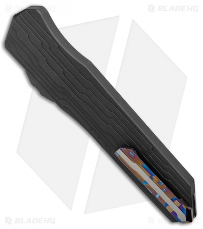 Marfione Custom Cypher D/E OTF Knife Black Al/ Blue Ti (4" Blued Damascus)