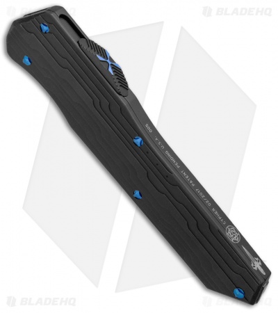 Marfione Custom Cypher D/E OTF Knife Black Al/ Blue Ti (4" Blued Damascus)
