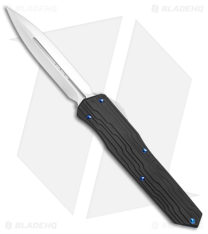 Marfione Custom Cypher D/E OTF Automatic Knife Black w/ Blue HW (4" Mirror)