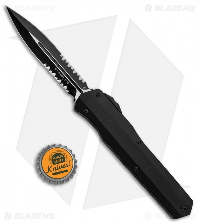 Microtech Cypher D/E OTF Auto Knife Smooth Tactical (4" Black Serr) 242S-2T