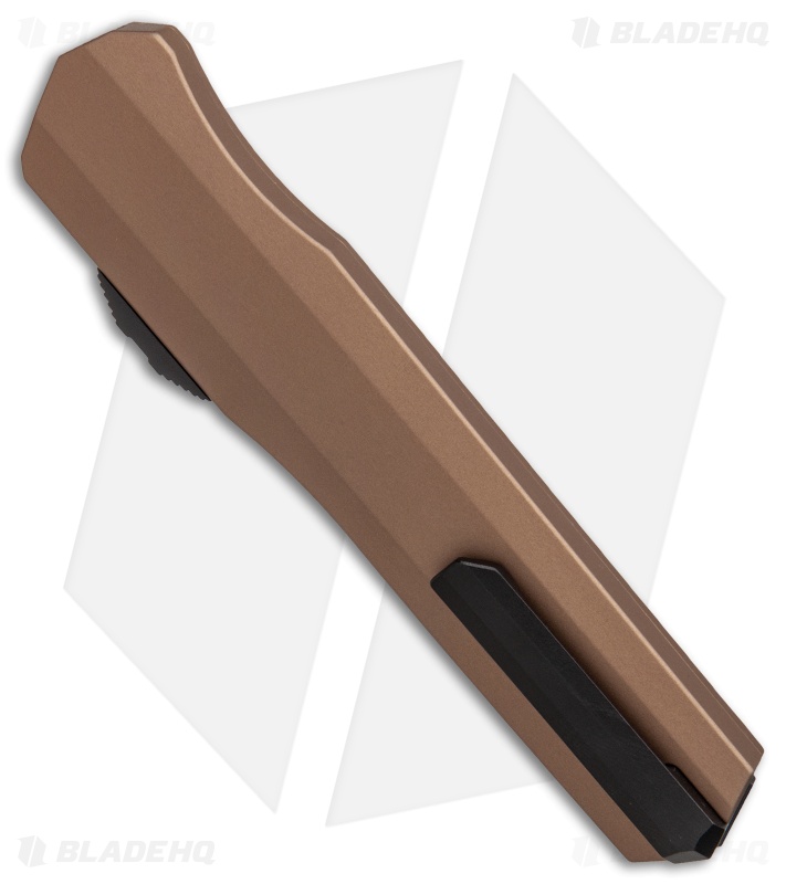 Microtech Cypher D/E OTF Automatic Knife Smooth Tan (4" Black Full Serr)