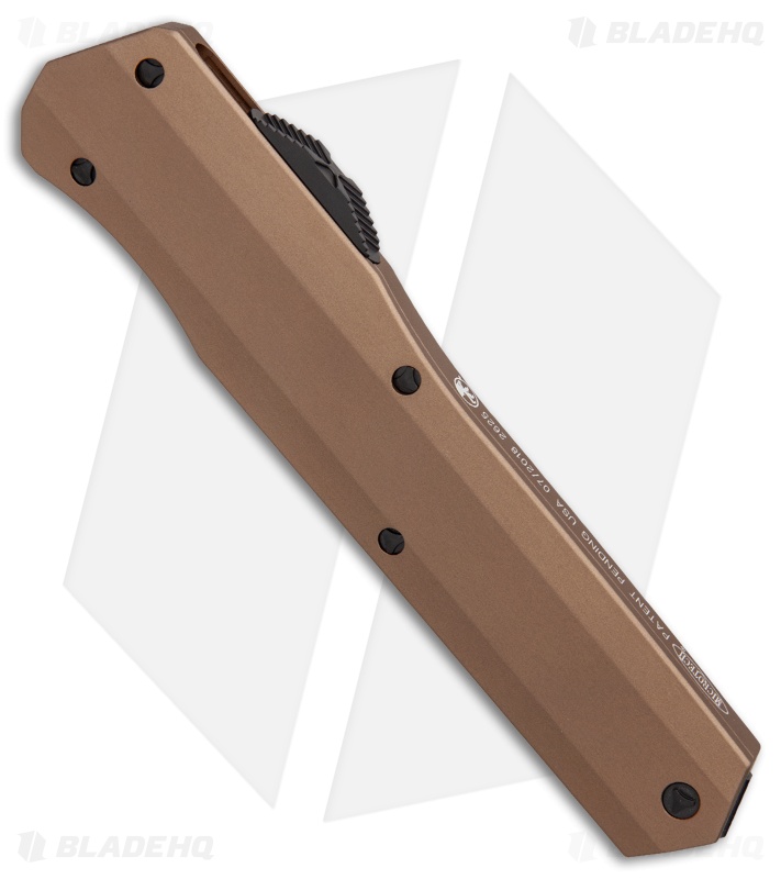 Microtech Cypher D/E OTF Automatic Knife Smooth Tan (4" Black Full Serr)