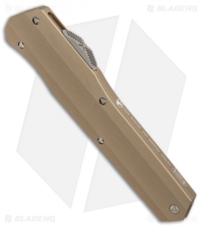 Microtech Cypher D/E OTF Automatic Knife Smooth Tan (4" Stonewash Full Serr)