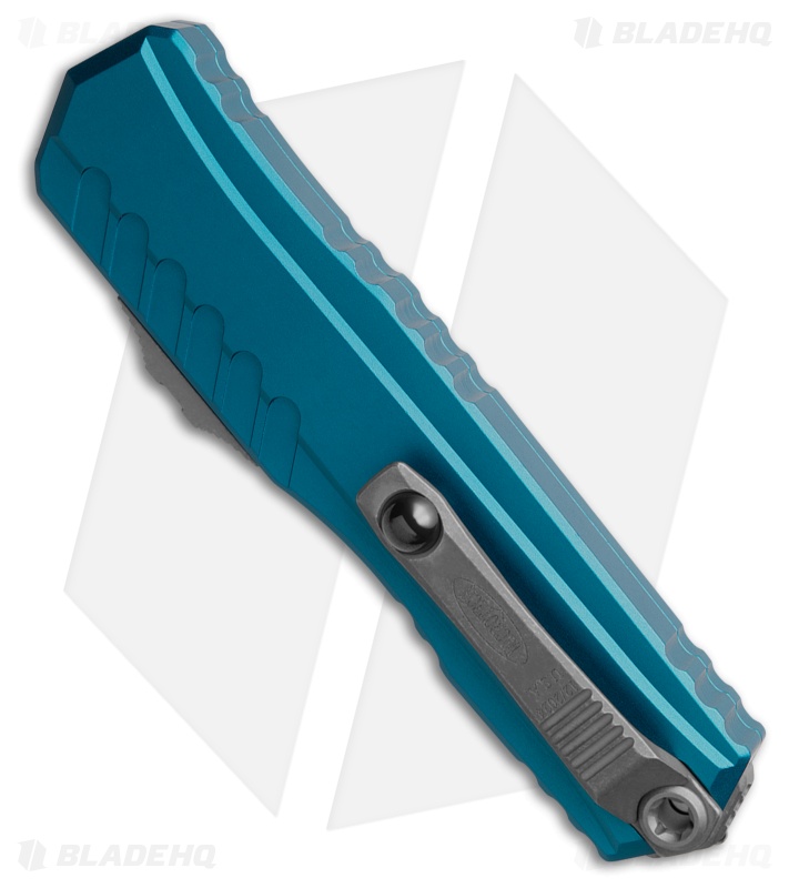 Microtech Cypher II D/E OTF Automatic Knife Blue Al (3.5" Apoc Serr) 1242-11APBL