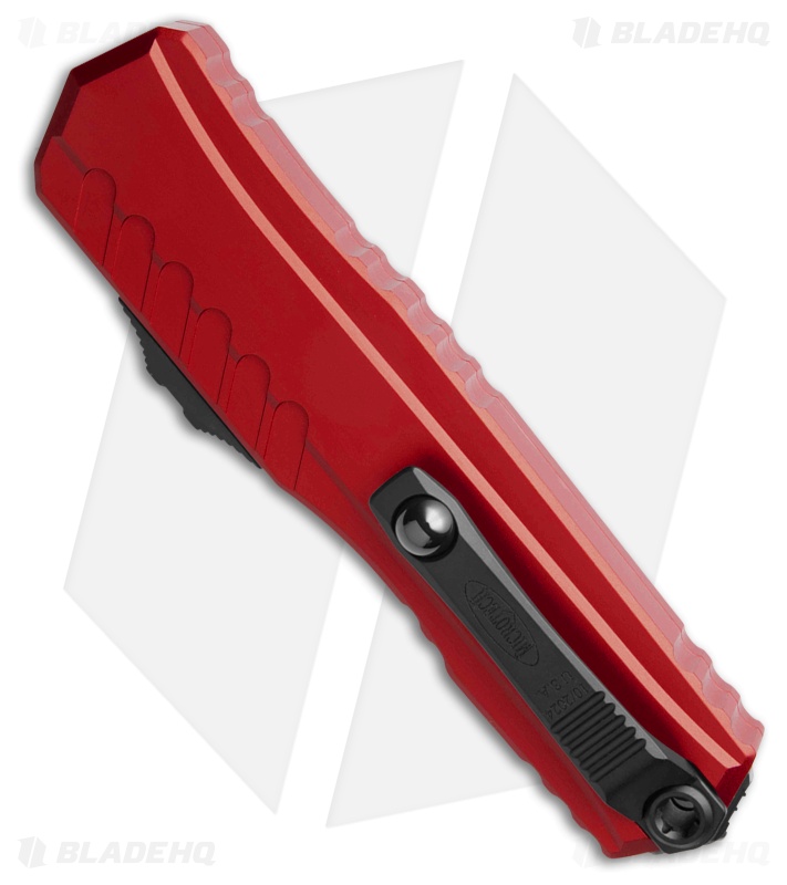 Microtech Cypher II D/E OTF Automatic Knife Red Al (3.5" Black Full Serr)