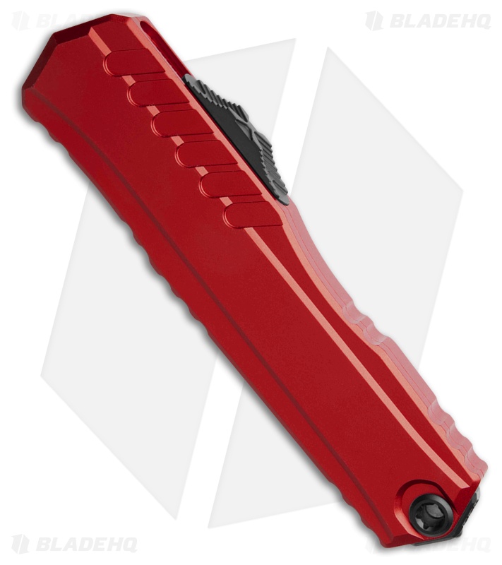 Microtech Cypher II D/E OTF Automatic Knife Red Al (3.5" Black Full Serr)