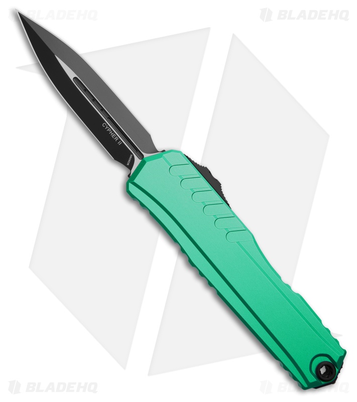 Microtech Cypher II D/E OTF Automatic Knife Turquoise (3.5" Black) 1242-1TQ