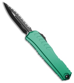 Microtech Cypher II D/E OTF Automatic Knife Turquoise Al (3.5" Black Full Serr)