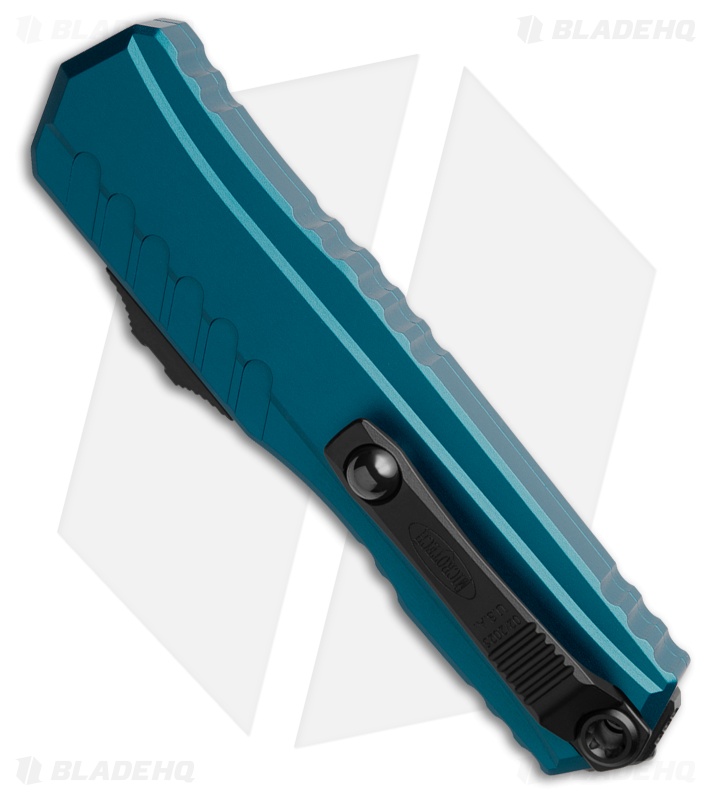 Microtech Cypher II D/E OTF Knife Blue Aluminum (3.5" Black Full Serr) 1242-3BL