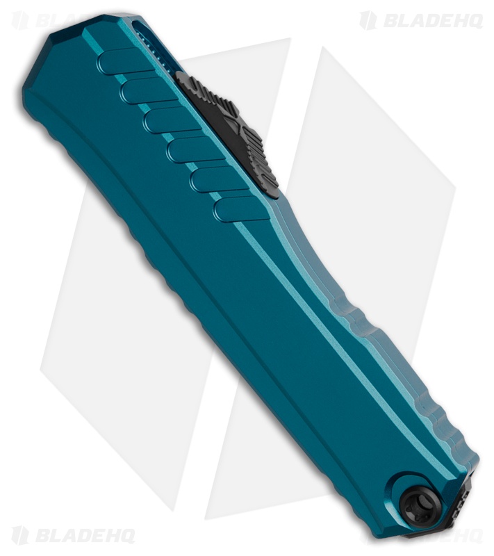 Microtech Cypher II D/E OTF Knife Blue Aluminum (3.5" Black Full Serr) 1242-3BL