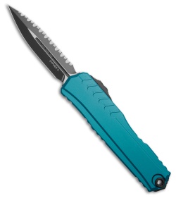 Microtech Cypher II D/E OTF Knife Blue Aluminum (3.5" Black Full Serr) 1242-3BL
