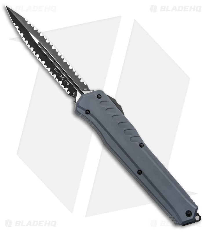 Microtech Cypher MK7 D/E OTF Automatic Knife Gray (4" Black Full Serr) 242M-D3GY