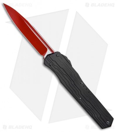 Microtech Cypher S/E OTF Automatic Knife Black (4" Red) 241-1SL