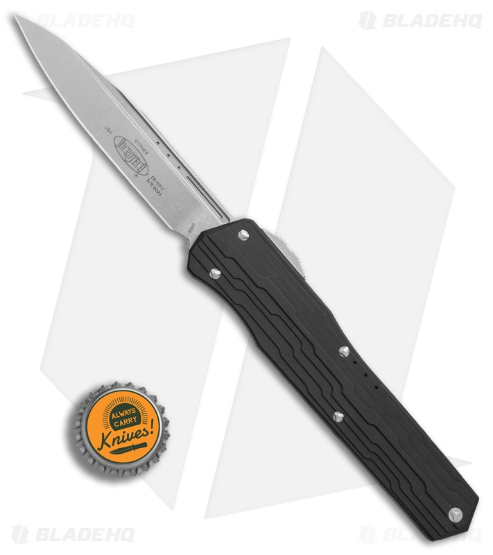 Microtech Cypher S/E OTF Automatic Knife Black (4" Stonewash) 241-10