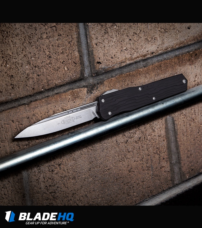 Microtech Cypher S/E OTF Automatic Knife Black (4" Stonewash) 241-10