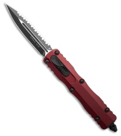 Microtech Dirac D/E OTF Automatic Knife Merlot Red Al (2.9" Black Full Serr)