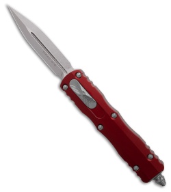 Microtech Dirac D/E OTF Automatic Knife Merlot Red Aluminum (2.9" Stonewash)