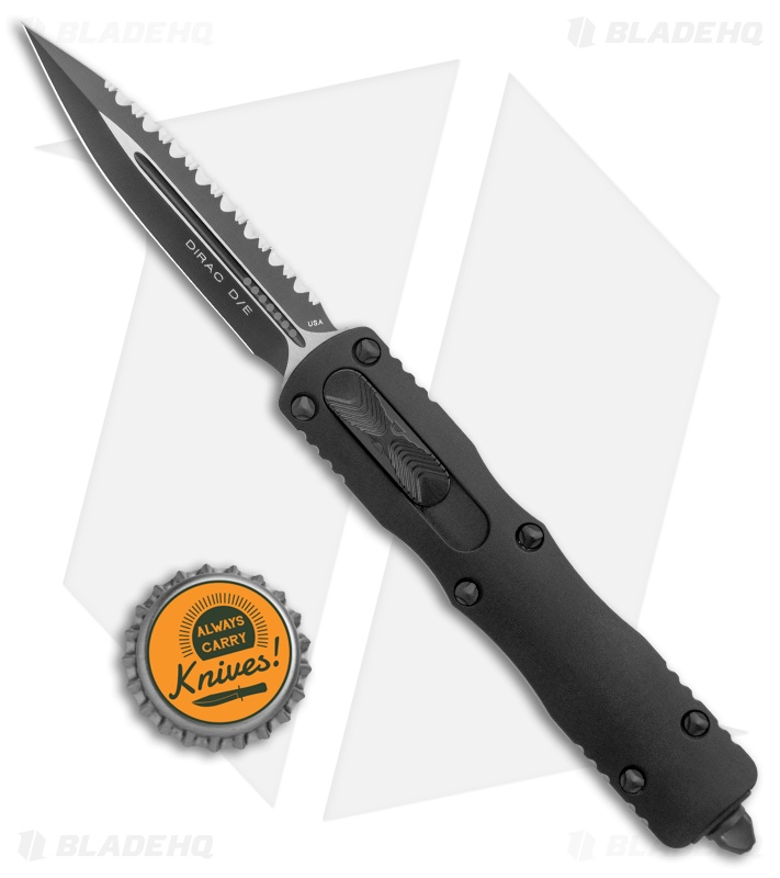 Microtech Dirac Dagger OTF Automatic Knife Tactical (2.88" Black Full Serr) 