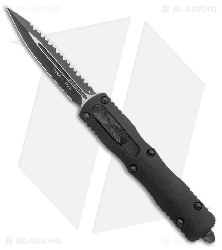 Microtech Dirac Dagger OTF Automatic Knife Tactical (2.88" Black Full Serr) 