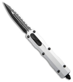 Microtech Dirac Dagger OTF Knife Natural Clear Aluminum (2.9" Black Full Serr)