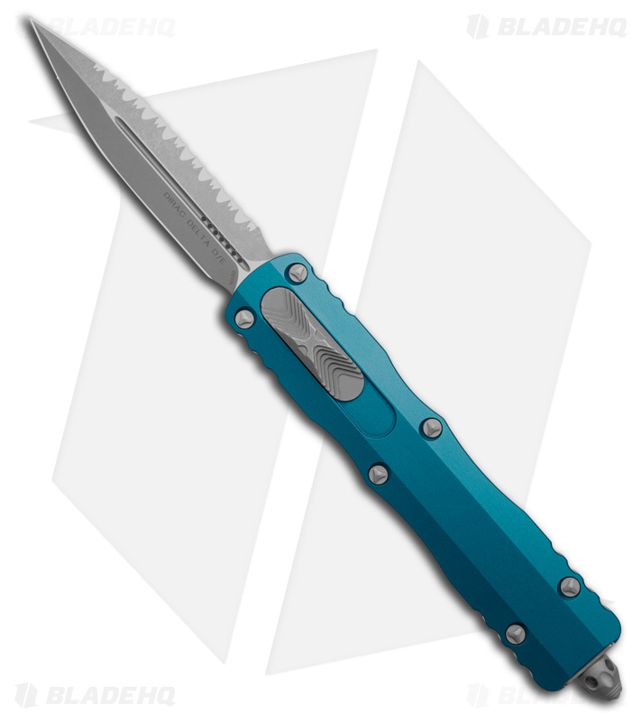 Microtech Dirac Delta D/E OTF Automatic Knife Blue Aluminum (3.75" AP Full Serr)