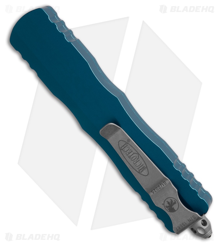 Microtech Dirac Delta D/E OTF Automatic Knife Blue Aluminum (3.75" AP Full Serr)
