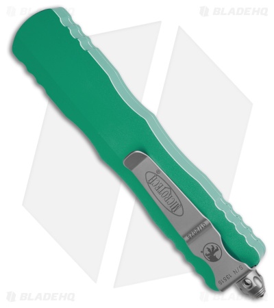 Microtech Dirac Delta D/E OTF Auto Knife Turquoise Al (3.75" Satin Full Serr)