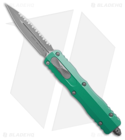 Microtech Dirac Delta D/E OTF Auto Knife Turquoise Al (3.75" Satin Full Serr)