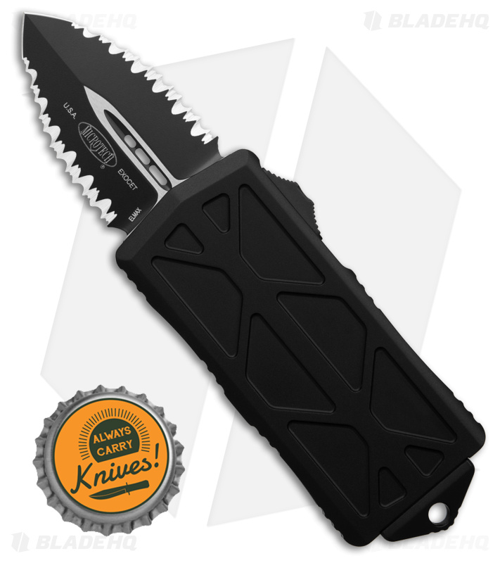 Microtech Exocet CA Legal OTF Auto Knife Black (1.9" Black Double Serrated) 