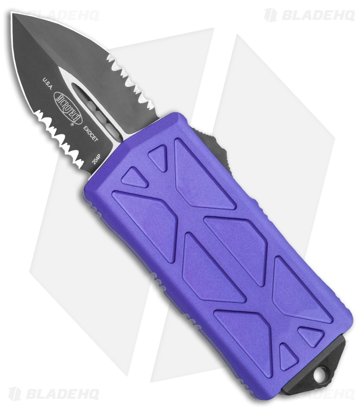 Microtech Exocet Dagger CA Legal OTF Automatic Knife Purple (1.9" Black Serr)