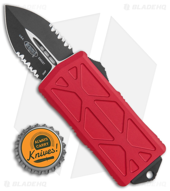 Microtech Exocet Dagger CA Legal OTF Automatic Red (1.9" Black Serr) 157-2 RD