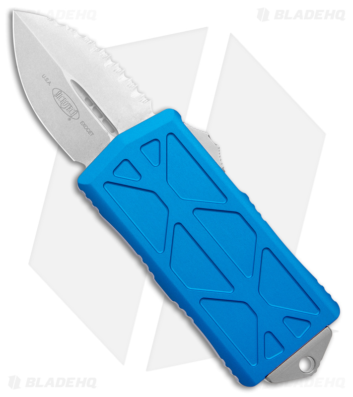 Microtech Exocet Dagger OTF Blue (SW Full Serr) - Blade HQ