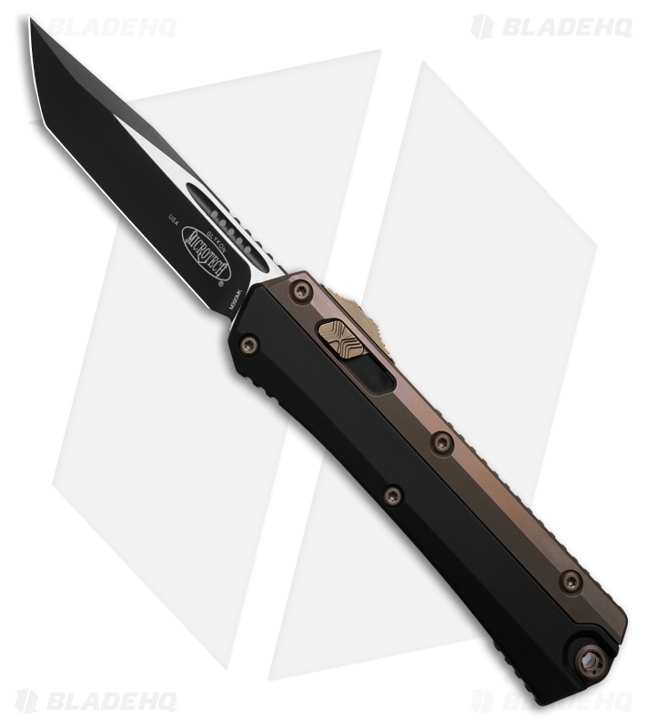 Microtech Glykon T/E OTF Automatic Knife Black Al/Bronze Titanium (3.7" Black)