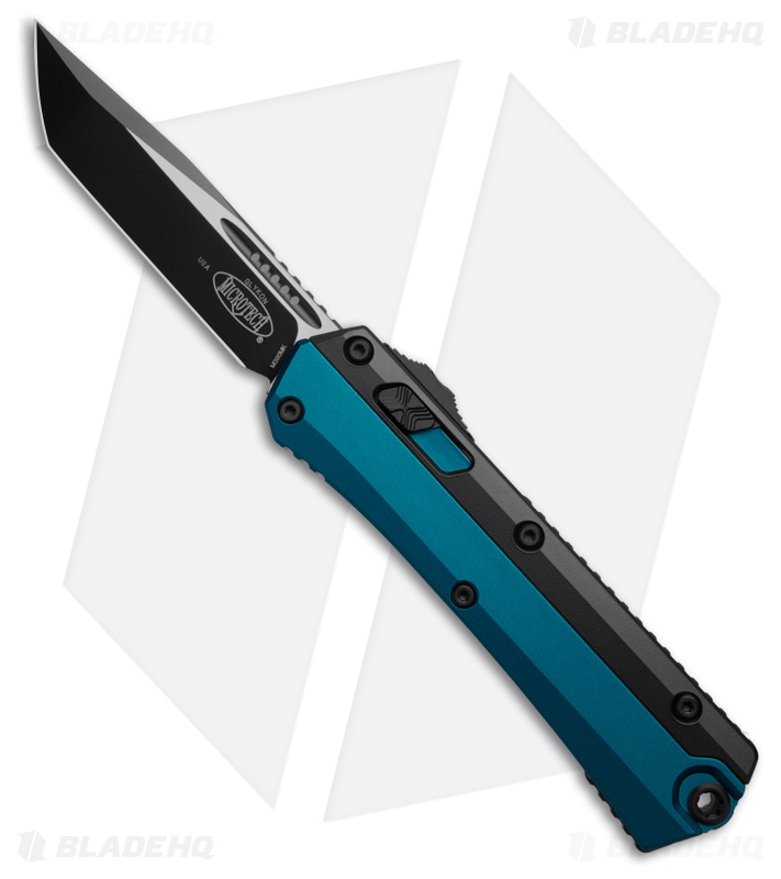 Microtech Glykon T/E OTF Automatic Knife Blue Aluminum/Titanium (3.75" Black)