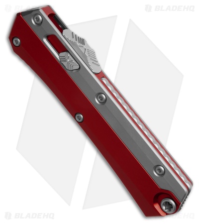 Microtech Glykon T/E OTF Automatic Knife Red Al/Titanium (3.75" SW Full Serr)