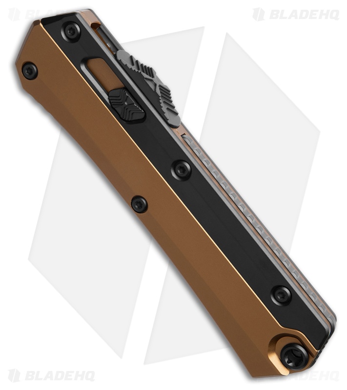Microtech Glykon T/E OTF Knife Tan Aluminum/Black Ti (3.75" Black Full Serr)