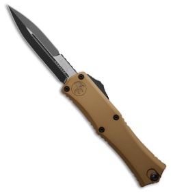 Microtech Hera II Mini Bayonet OTF Automatic Knife Tan Aluminum (2.9" Black)