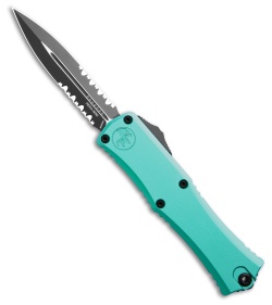 Microtech Hera II Mini D/E OTF Knife Turquoise Aluminum (2.9" Black Serr)