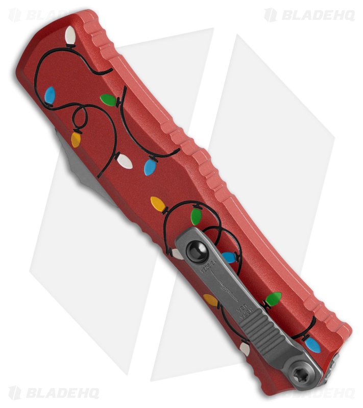Microtech Hera II Mini D/E SS OTF Automatic Knife Christmas Red (2.9" SW)