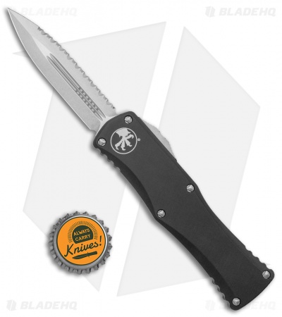 Microtech Hera OTF Automatic Knife F/S Black Aluminum (3" Stonewash Serr) 702-12